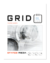 Orange Media brand GRID Paper. BLUE Grid. Premium Paper. Loose Sheet Pack. (8.5" x 11") 1/4" Box Grid. LP-OM-GRID-NS-BL