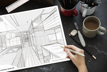 PERSPECTIVE GRID Paper. GREY Grid. Loose Sheet Pack. (8.5" x 11") 1 Point Perspective. LP-GRID-PERS-1P-GR