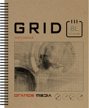 GRID Sketchbook. Spiral Bound. Journal Style. Multi-Media. (8.5" x 11") 1/4" BOX. BLUE.