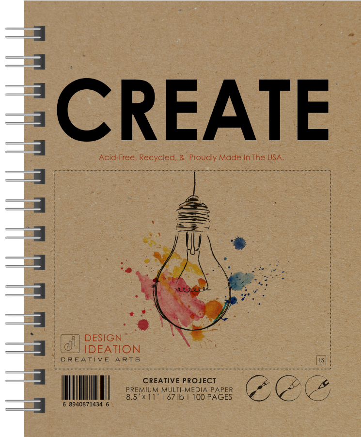 CREATE Sketchbook. Wire Bound. Journal Style. Multi-Media. (8.5