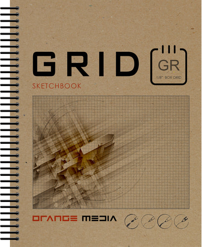GRID Sketchbook. Spiral Bound. Journal Style. Multi-Media. (8.5