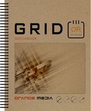 GRID Sketchbook. Spiral Bound. Journal Style. Multi-Media. (8.5" x 11") 1/8" BOX. ORANGE.