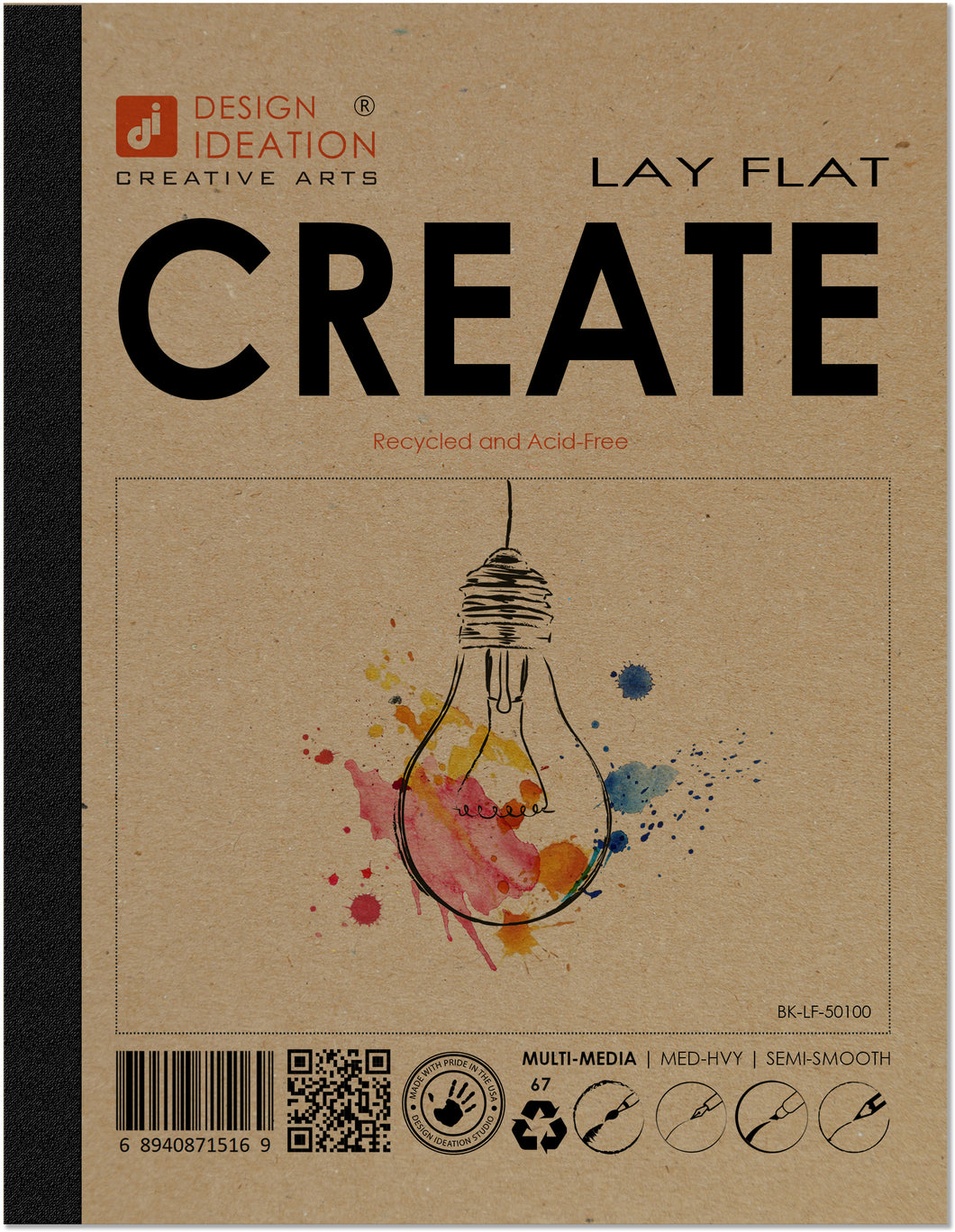 Design Ideation LAY FLAT CREATE Sketchbook. Removable Sheet, Journal Style. Creative Project Book. Mixed Media. (8.5