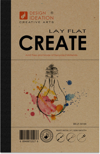 Design Ideation LAY FLAT CREATE sketchbook. Removable sheet, journal style CREATE book. Multi-media.(5.5