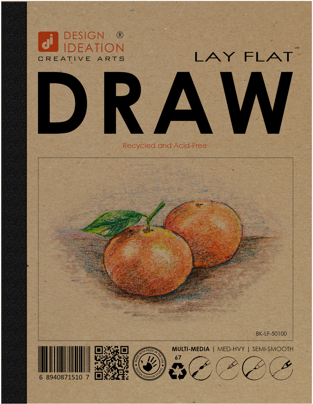 Design Ideation Lay Flat DRAW. Removable Sheet, Journal Style. Drawing Book. Mixed Media. (8.5