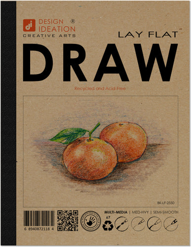 Design Ideation Lay Flat DRAW. Removable Sheet, Journal Style. Drawing Book. Mixed Media. (8.5