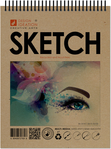 Design Ideation SKETCH. Spiral Bound Sketchbook. Top Spine. Multi-Media. (8.5