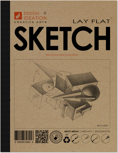 Design Ideation LAY FLAT SKETCH sketchbook. Removable sheet. Multi-media. (8.5