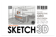 PERSPECTIVE GRID PAD. Removable Sheet. Multi-Media. 2 Point. Grey. (11" X 17")