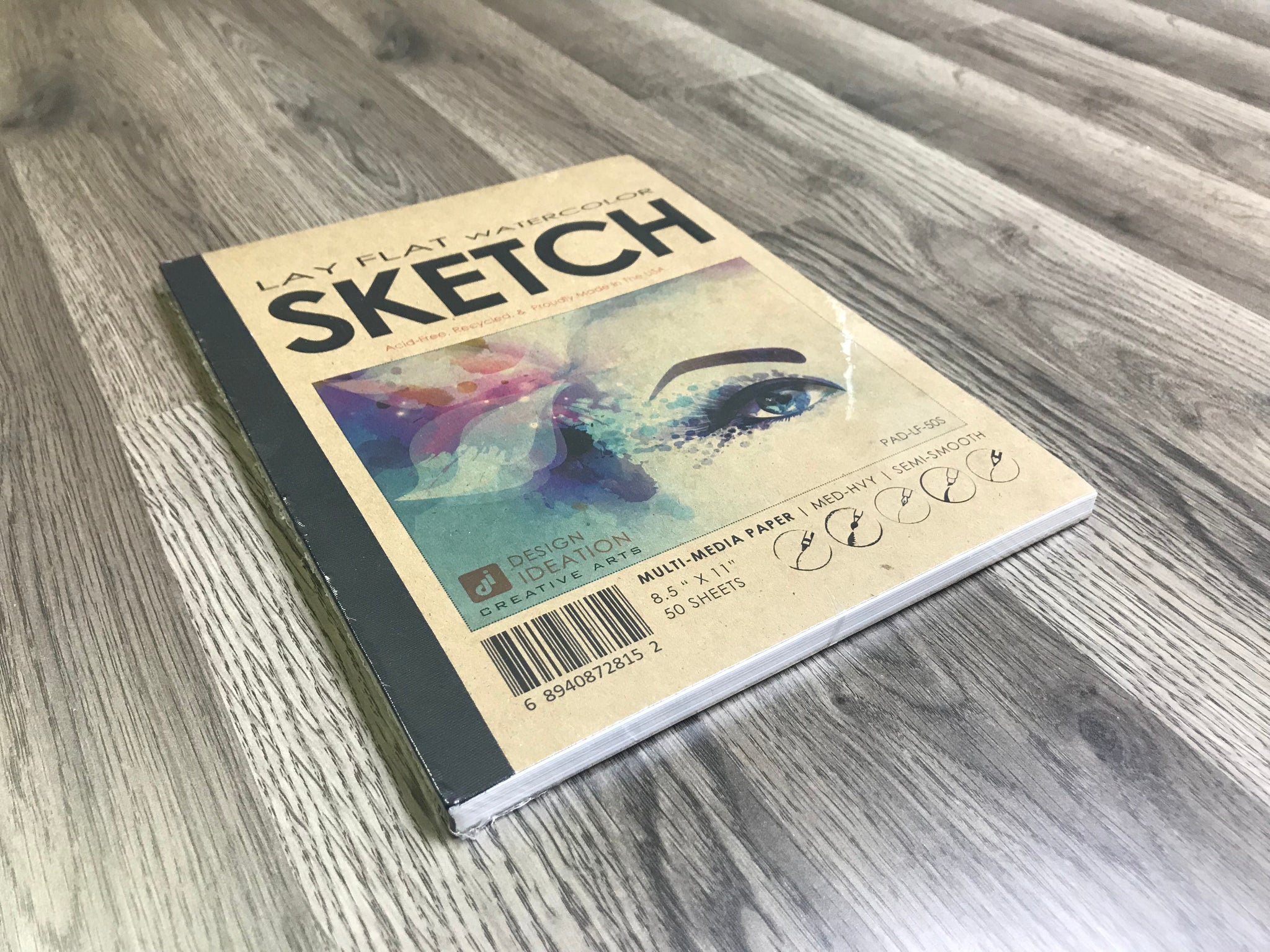 LAY FLAT Sketchbook. Removable Sheet, Journal Style SKETCH Book for Pencil,  Ink, Marker, Charcoal and Watercolor Paints. 8.5 X 11 