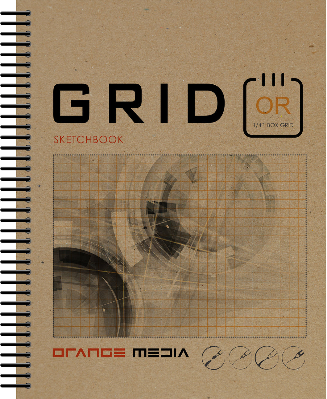 GRID Sketchbook. Spiral Bound. Journal Style. Multi-Media. (8.5