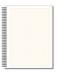 GRID Sketchbook. Spiral Bound. Journal Style. Multi-Media. (8.5" x 11") 1/4" BOX. ORANGE.