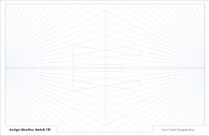 PERSPECTIVE GRID PAD. Removable Sheet. Multi-Media. 2 Point. Blue. (11" x 17")
