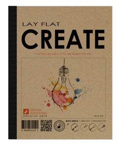 LAY FLAT sketchbook. Removable sheet, journal style CREATE book. Multi-media. (8.5" x 11") 25S