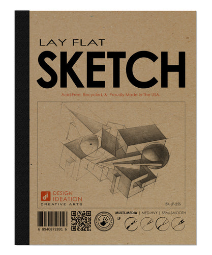 LAY FLAT sketchbook. Removable sheet, journal style SKETCH book. Multi-media. (8.5