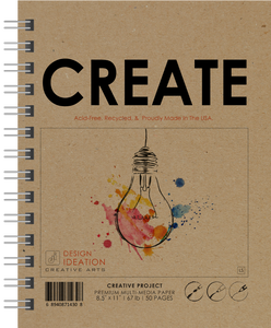 CREATE Sketchbook. Wire Bound. Journal Style. Multi-Media. (8.5" x 11") LS25S