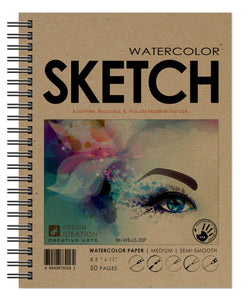 WATERCOLOR SKETCH Book. Wire Bound. Journal Style. Multi-Media. (8.5" x 11") LS25S