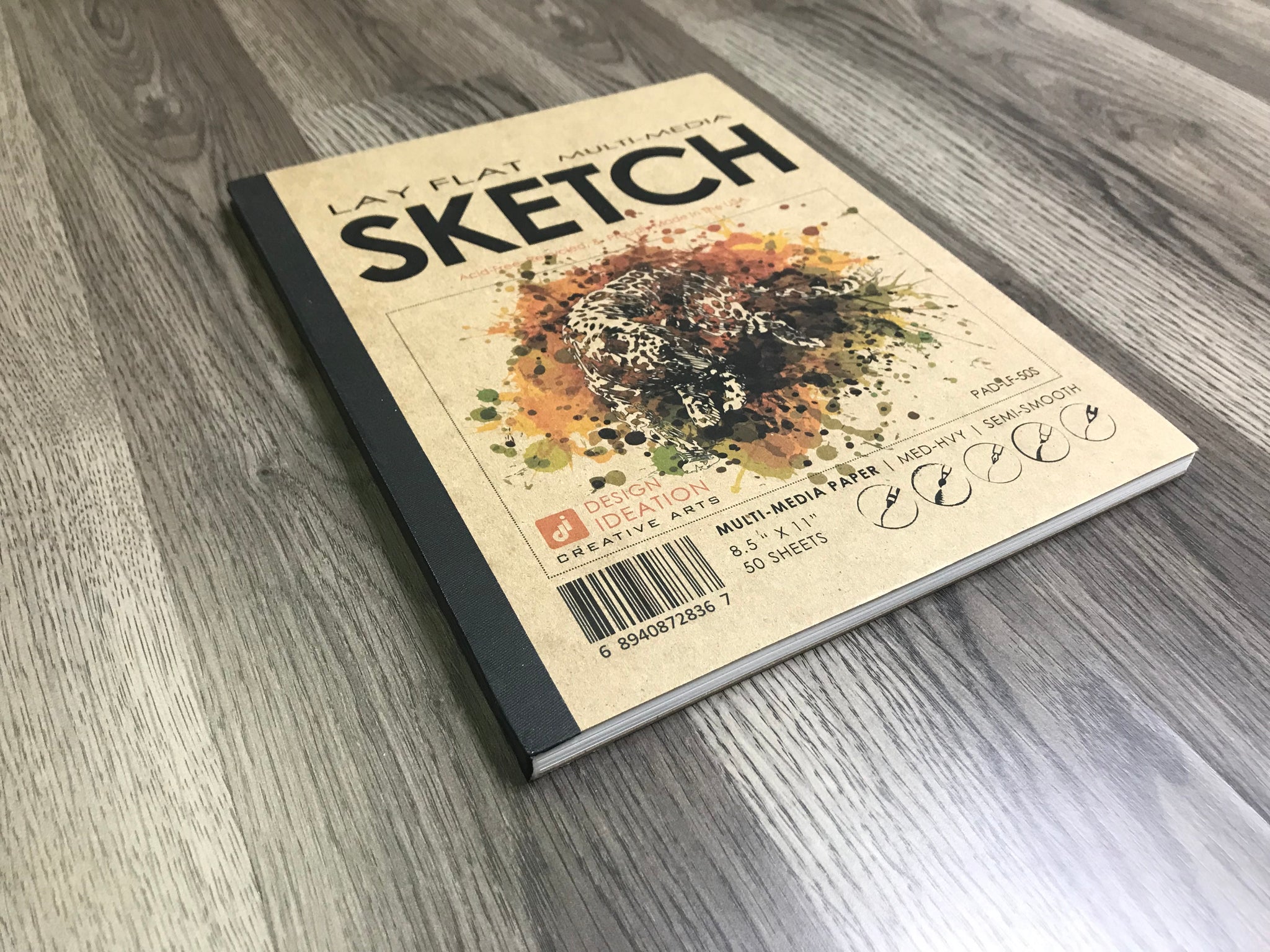  Design Ideation Lay Flat Multi Media Sketchbook. Removable  Sheet Drawing Book for Pencil, Ink, Marker, Charcoal and Watercolor Paints.  Great for Art, Design and Education. 8.5 x 11