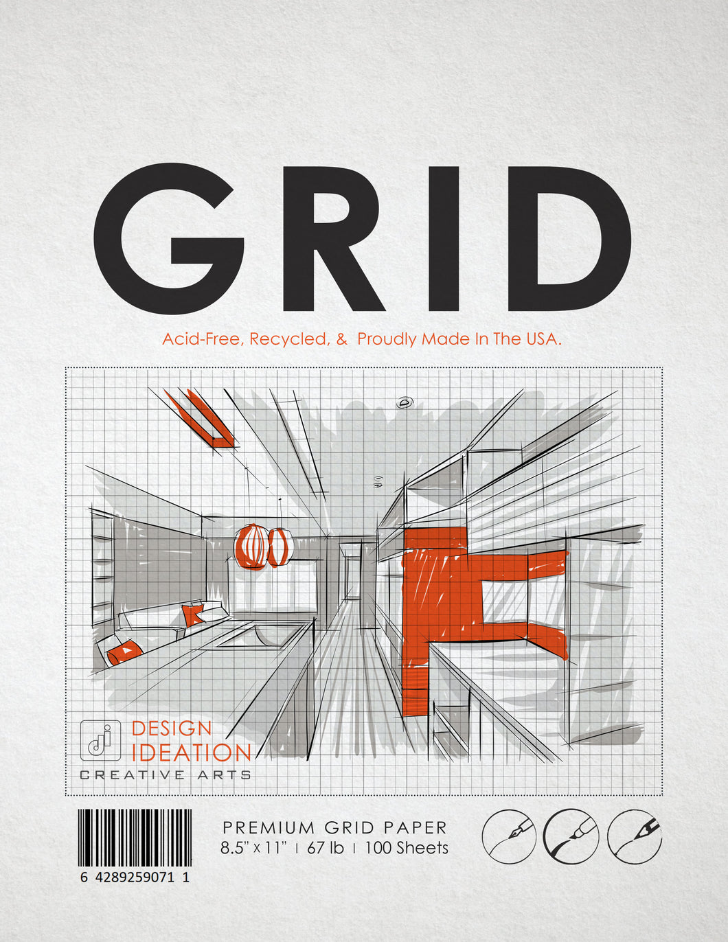 Design Ideation GRID Paper. GREY Grid. Premium Paper. Loose Sheet Pack(8.5