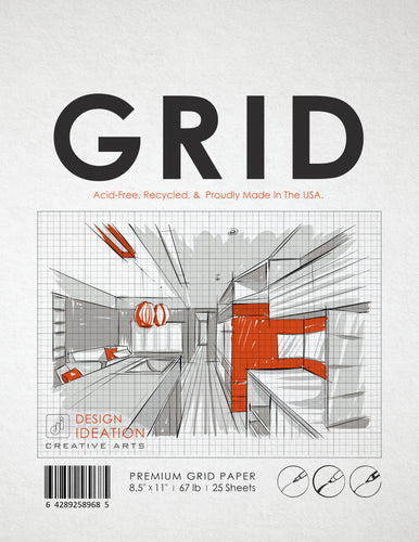 GREY Grid Paper : Multi-media grid paper. Loose Sheet Pack. (8.5