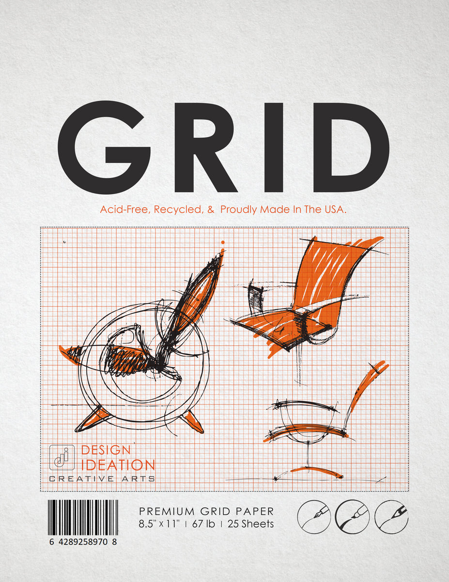 Design Ideation GRID Paper. ORANGE Grid. Premium Paper. Loose Sheet Pa ...