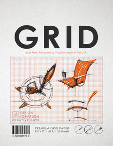 ORANGE Grid Paper : Multi-media grid paper for pencil, ink, marker and watercolor paints. (8.5" x 11")