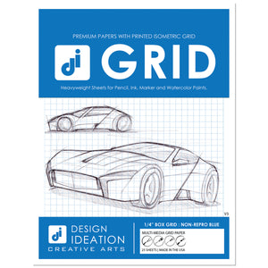BLUE Grid Paper : Multi-media grid paper. (8.5" x 11") 25 Sheet Pack