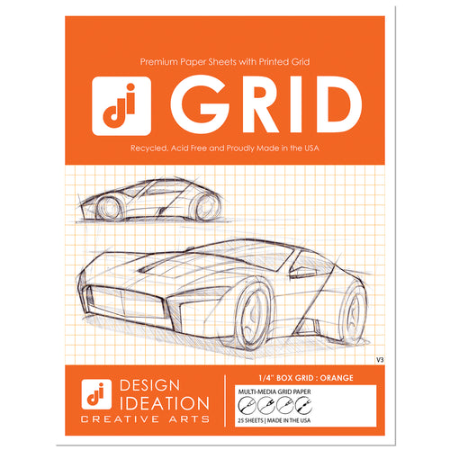 ORANGE Grid Paper : Multi-media grid paper. Loose Sheet Pack. (8.5