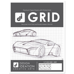 GREY Grid Paper : Multi-media grid paper. Loose Sheet Pack. (8.5" x 11") 25 Sheet Pack
