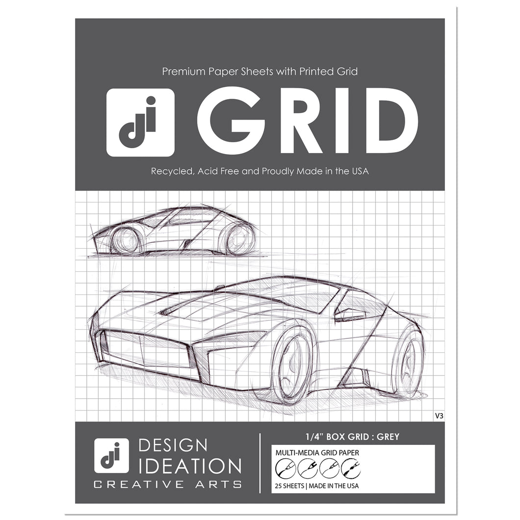 GREY Grid Paper : Multi-media grid paper. Loose Sheet Pack. (8.5