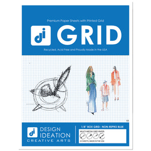 BLUE Grid Paper : Multi-media grid paper. (8.5" x 11") 25 Sheet Pack