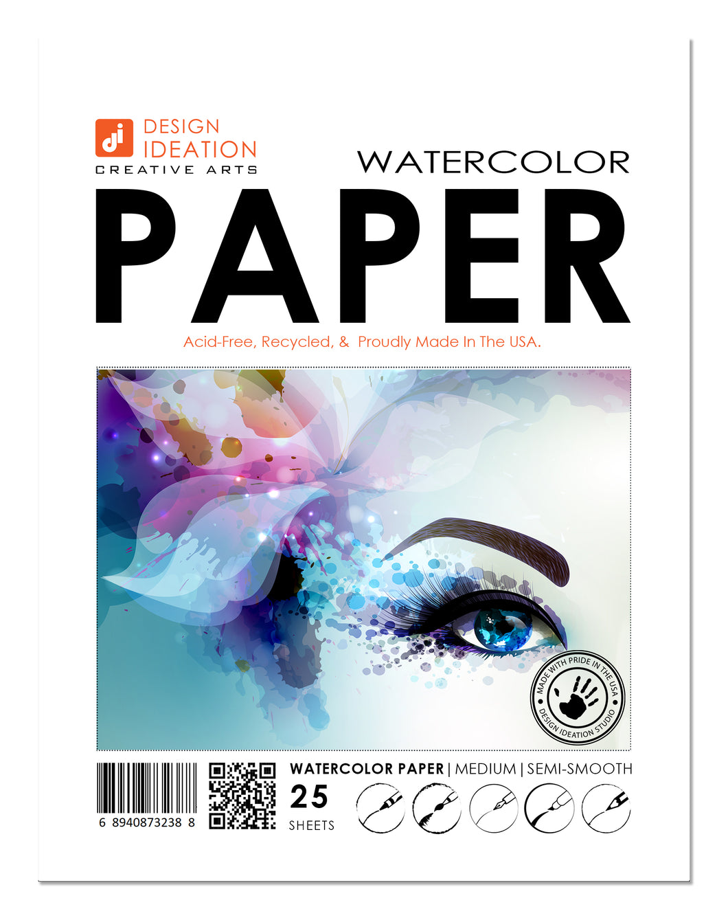 WATERCOLOR Paper : Multi-media paper sheets for pencil, ink, marker and watercolor paints. (8.5