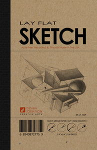 LAY FLAT sketchbook. Removable sheet, journal style SKETCH book. Multi-media.(5.5" x 8.5")