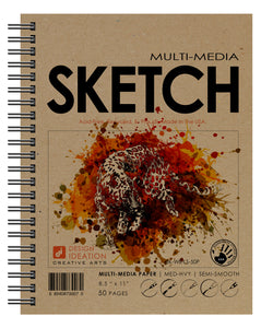 MULTI-MEDIA SKETCH Book. Wire Bound. Journal Style. Multi-Media. (8.5" x 11") LS25S