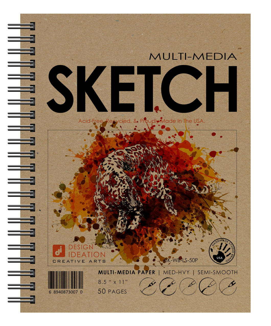 MULTI-MEDIA SKETCH Book. Wire Bound. Journal Style. Multi-Media. (8.5