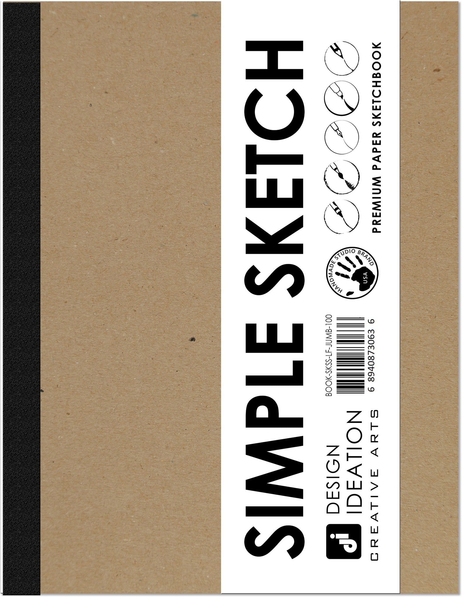  Design Ideation Lay Flat Multi Media Sketchbook. Removable  Sheet Drawing Book for Pencil, Ink, Marker, Charcoal and Watercolor Paints.  Great for Art, Design and Education. 8.5 x 11