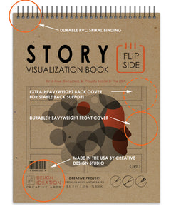 STORY board book. Spiral bound pad style sketchbook for pencil, ink, marker, charcoal and watercolor paints. (8.5" x 11")