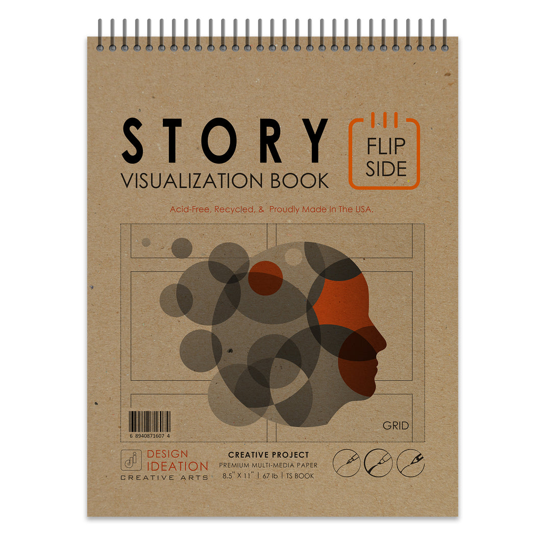 STORY board book. Spiral bound pad style sketchbook for pencil, ink, marker, charcoal and watercolor paints. (8.5