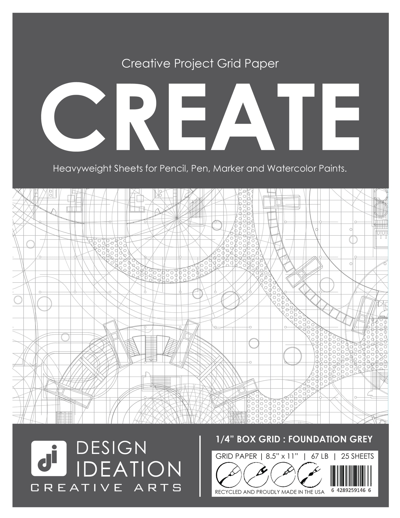 Grid Paper : 1/4 Box Grid. Multi-media grid paper. Loose Sheet Pack. –  Design Ideation Studio