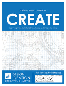 Creative Project Grid Paper : Multi-media grid paper. (8.5" x 11") 1/4" Box Grid. Blue.