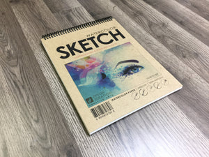 Watercolor SKETCH BOOK. Spiral Bound pad style sketchbook for pencil, ink, marker, charcoal and watercolor paints. (8.5" x 11")
