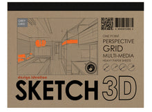 PERSPECTIVE GRID PAD for pencil, ink, marker, charcoal and watercolor Paints. 1 Point. Grey.