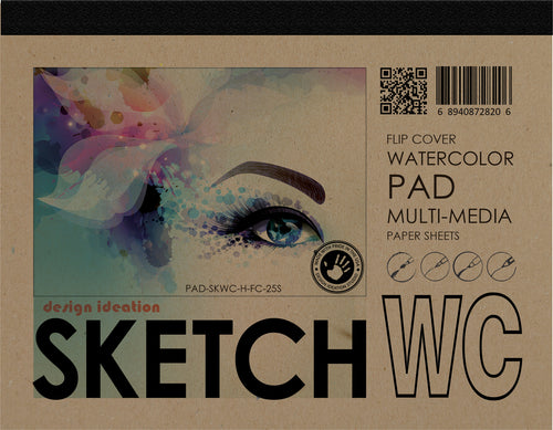 FLIP COVER Sketch Pad : Multi Media Paper WATERCOLOR Pad for Pencil, Ink, Marker, Charcoal and Watercolor Paints. (11
