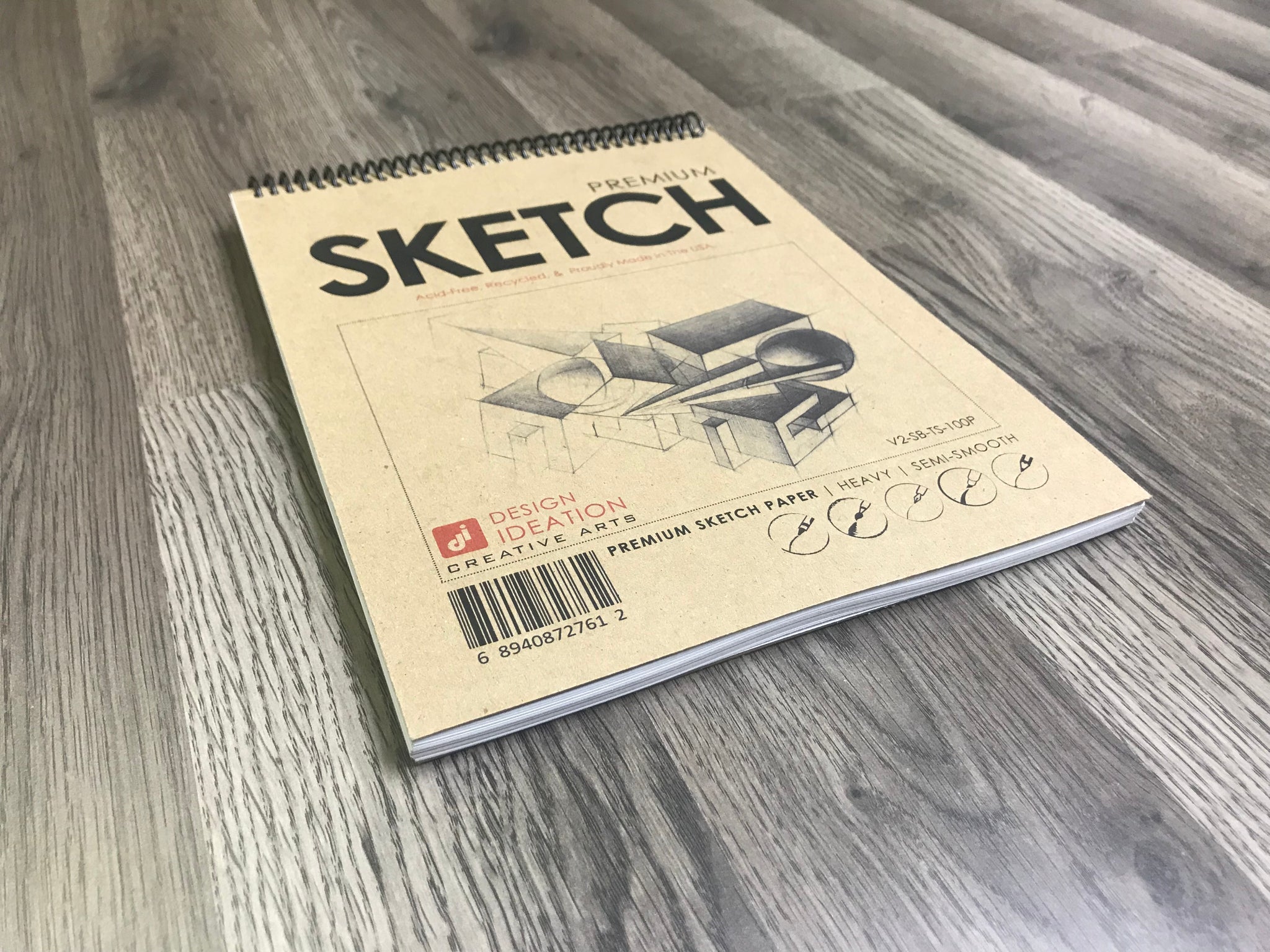 Design Ideation Brand Marker Sketchbook : Premium Paper Spiral Bound Book  for Pencil, Ink, Marker, Charcoal and Watercolor Paints. Great for Art