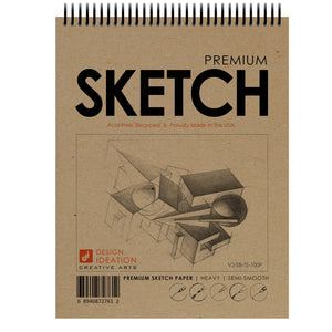 SKETCH BOOK. Spiral bound pad style sketchbook for pencil, ink, marker, charcoal and watercolor paints. (8.5" x 11")