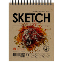 SKETCH BOOK. Spiral Bound pad style sketchbook for pencil, ink, marker, charcoal and watercolor paints. (8.5" x 11")
