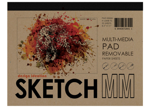 SKETCH PAD : Multi Media paper pad style sketchbook for Pencil, Ink, Marker, Charcoal and Watercolor Paints. (8.5