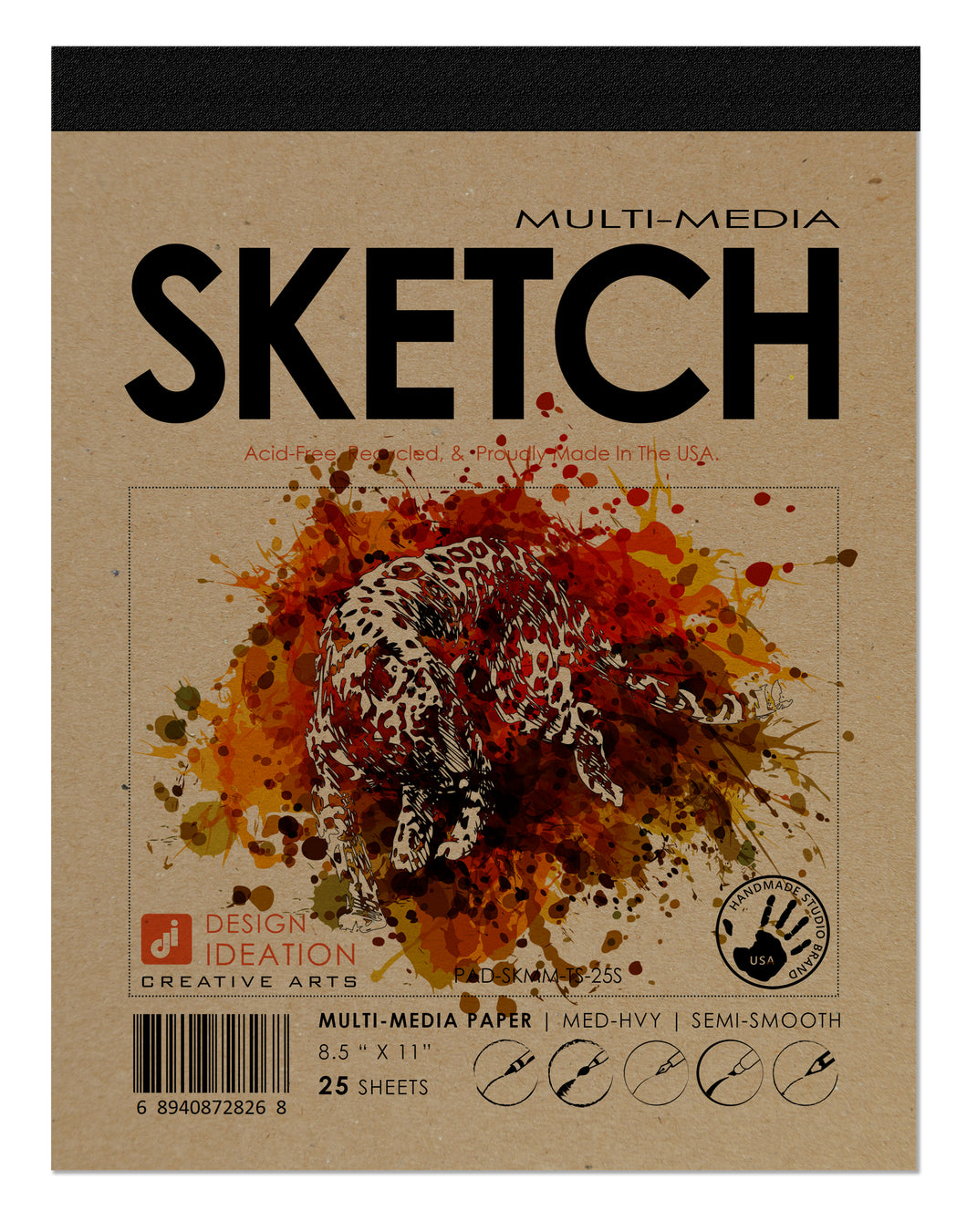 SKETCH PAD : Multi Media paper pad style sketchbook for Pencil, Ink, Marker, Charcoal and Watercolor Paints. (8.5