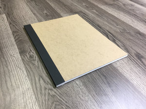 LAY FLAT sketchbook. Removable sheet, journal style sketch book for pencil, ink, marker, charcoal and watercolor paints. (8.5" x 11")