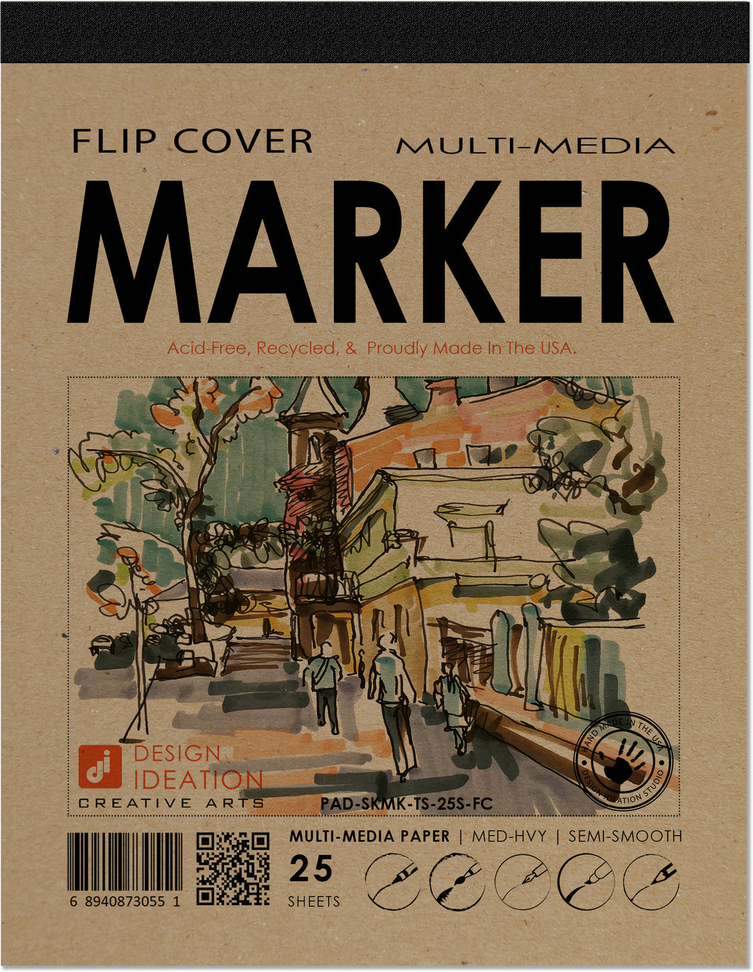 MARKER FLIP COVER Pad. Removable Sheet. Multi-Media. (8.5